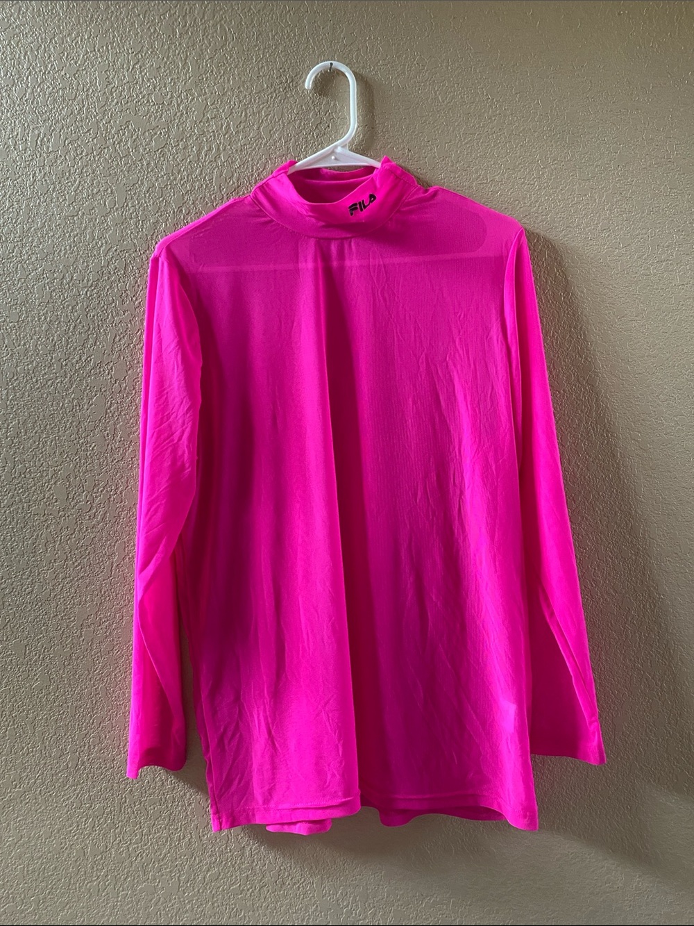 Fila Neon Pink Long Sleeve Mock Neck Top